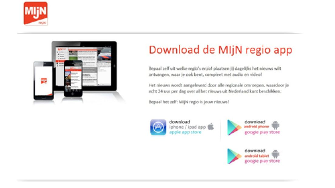 De app 'Mijn Regio' is vanaf vandaag te downloaden.