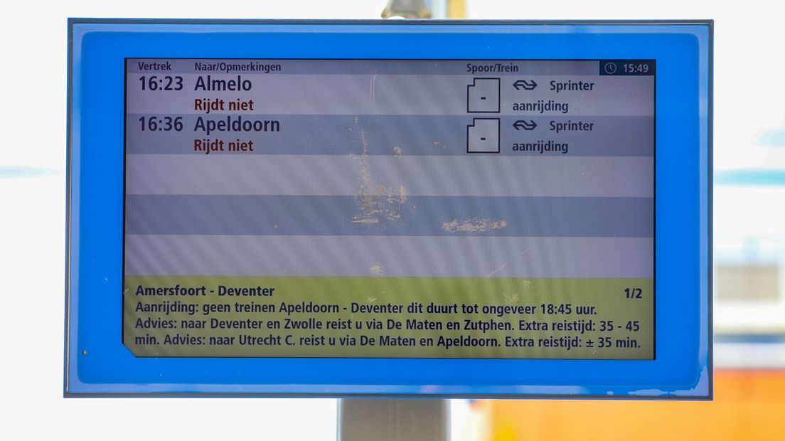 Geen treinverkeer tussen Deventer en Apeldoorn