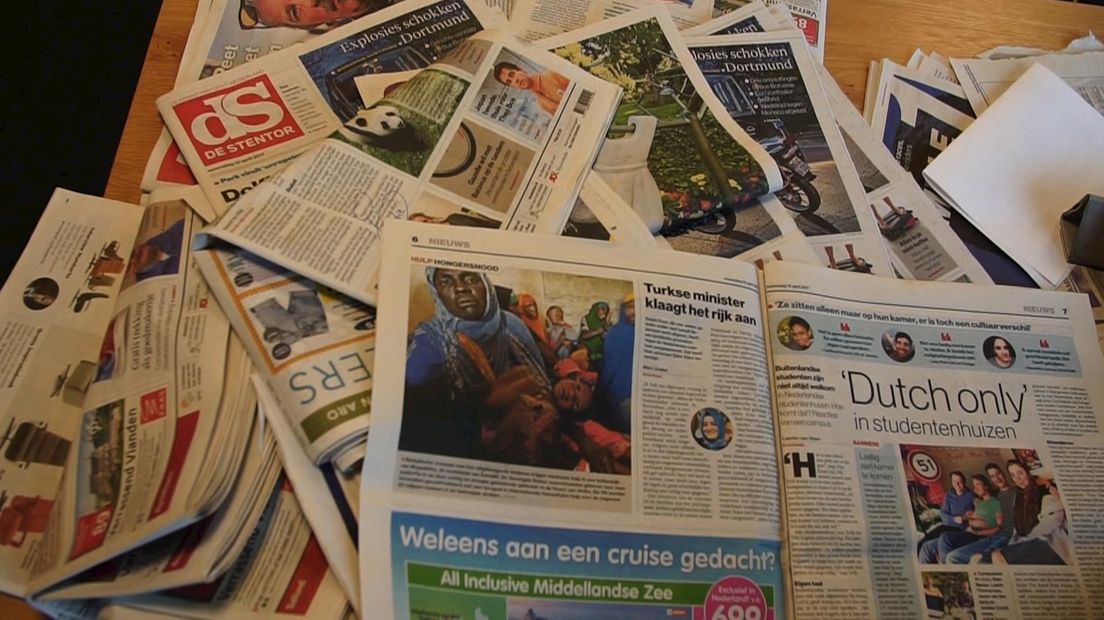 Oplagecijfers kranten blijven dalen.