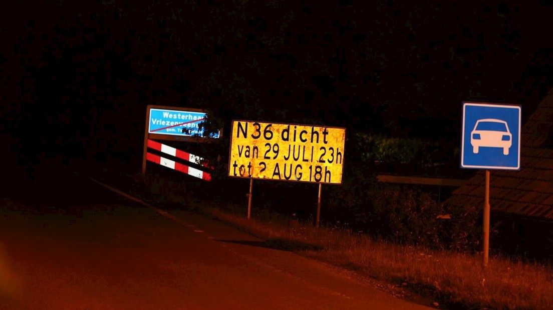 Afsluiting van de N36 bij Westerhaar