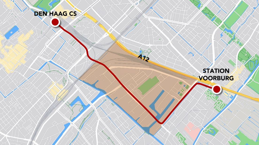 De verbinding tussen Den Haag CS en Station Voorburg