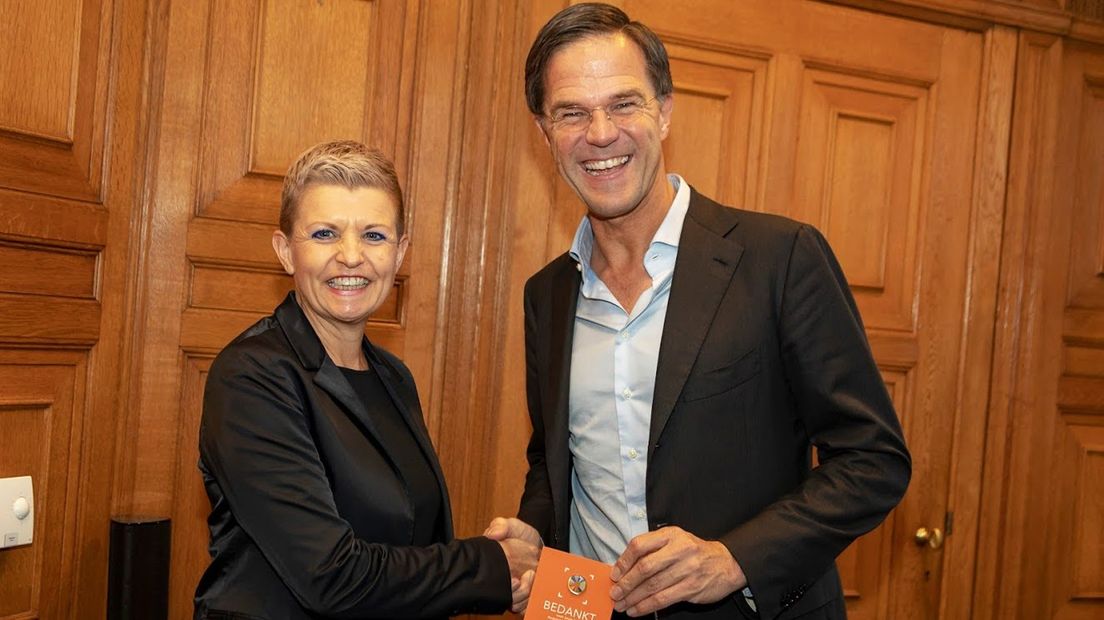 Onderneemster Jeannette Koops op bezoek bij Mark Rutte