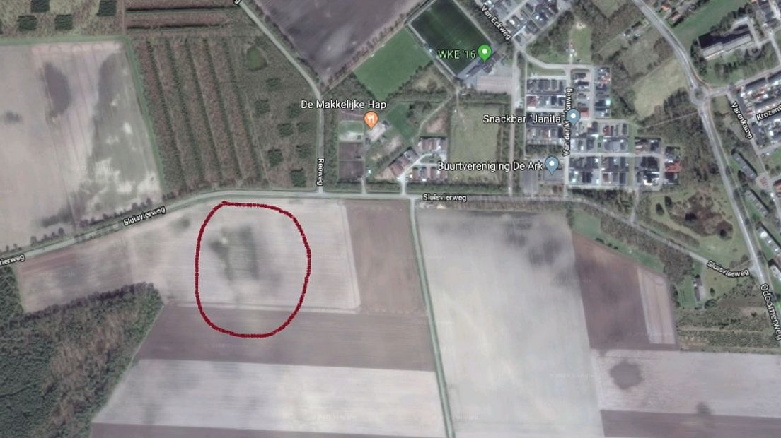 De bodemsporen volgens Google Maps (Rechten: Google Streetview)