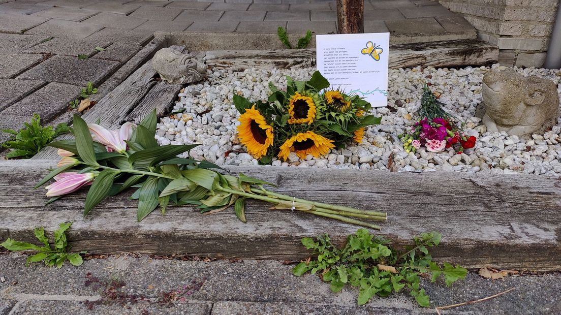 Bloemen voor de deur van de woning aan het Kramerplan in Zoetermeer
