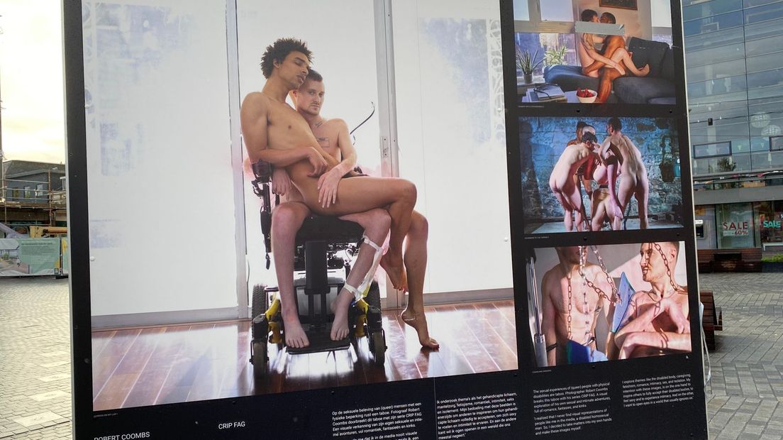 De foto van Pride Photo die werd afgeplakt toont de seksuele beleving van een gehandicapte homoseksuele man.
