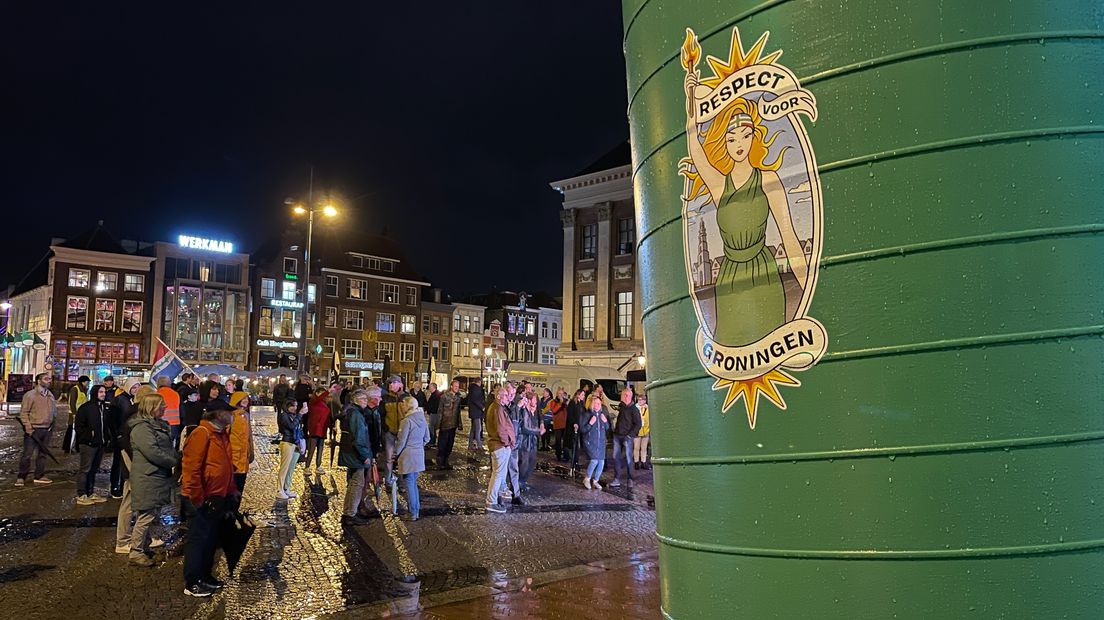 De slotactie van Respect voor Groningen op de Grote Markt in Stad