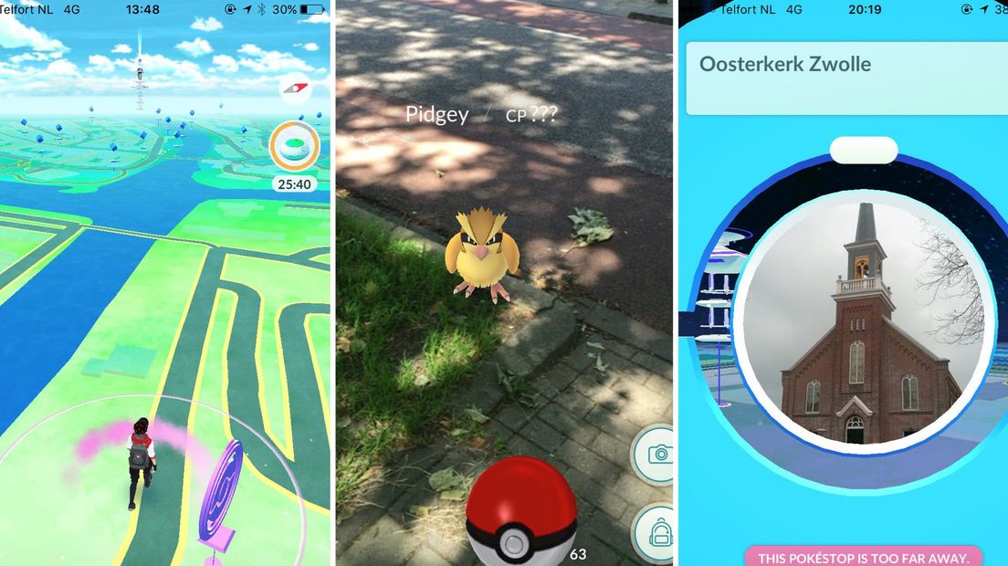 Screenshots van Pokémon Go