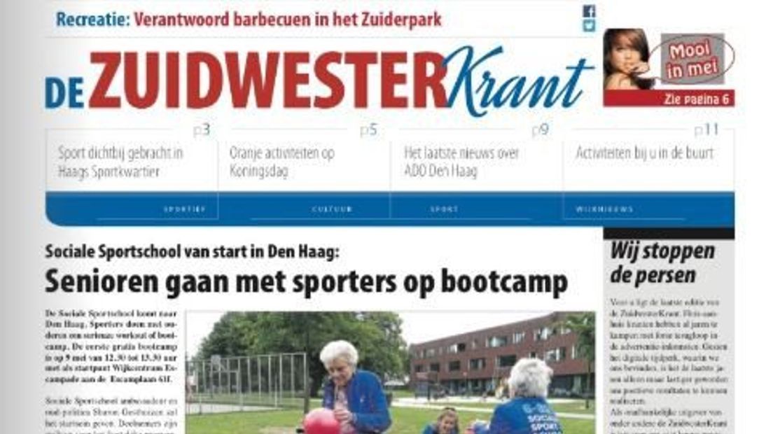 De voorpagina van de laatste ZuidwesterKrant.