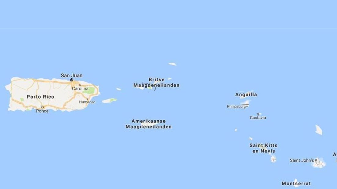 De Britse Maagdeneilanden liggen tussen Sint-Maarten en de Porto Rico