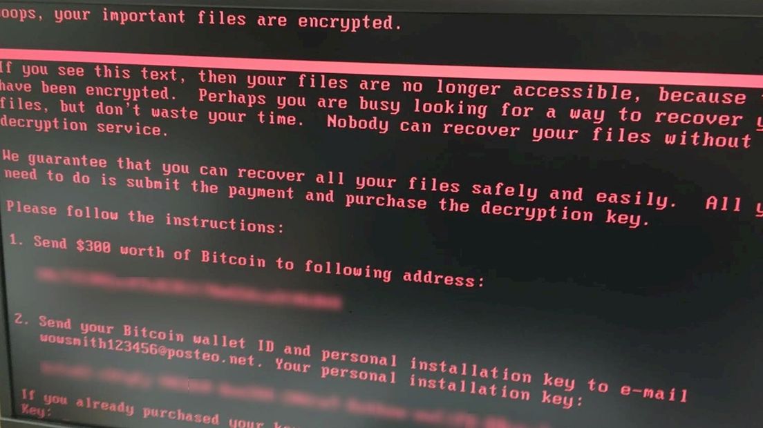 Deze melding komt op de computerschermen