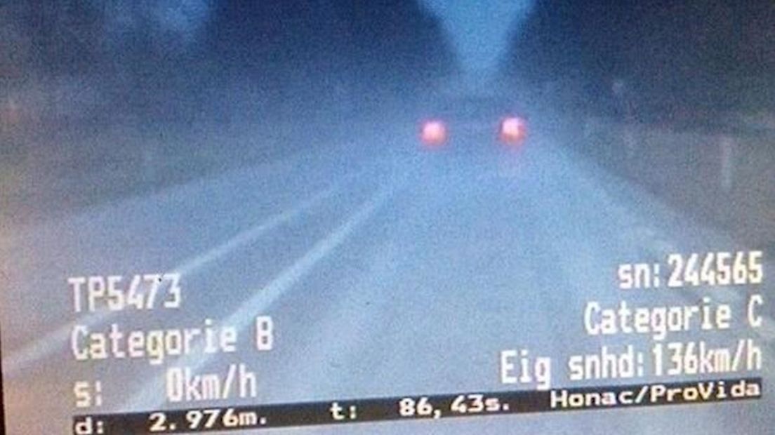 Te hard op de N348 tussen Lemelerveld en Ommen
