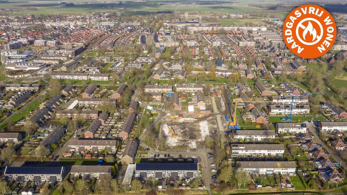 De wijk Opwierde-Zuid in Appingedam, waar vierhonderd woningen van het gas af gaan