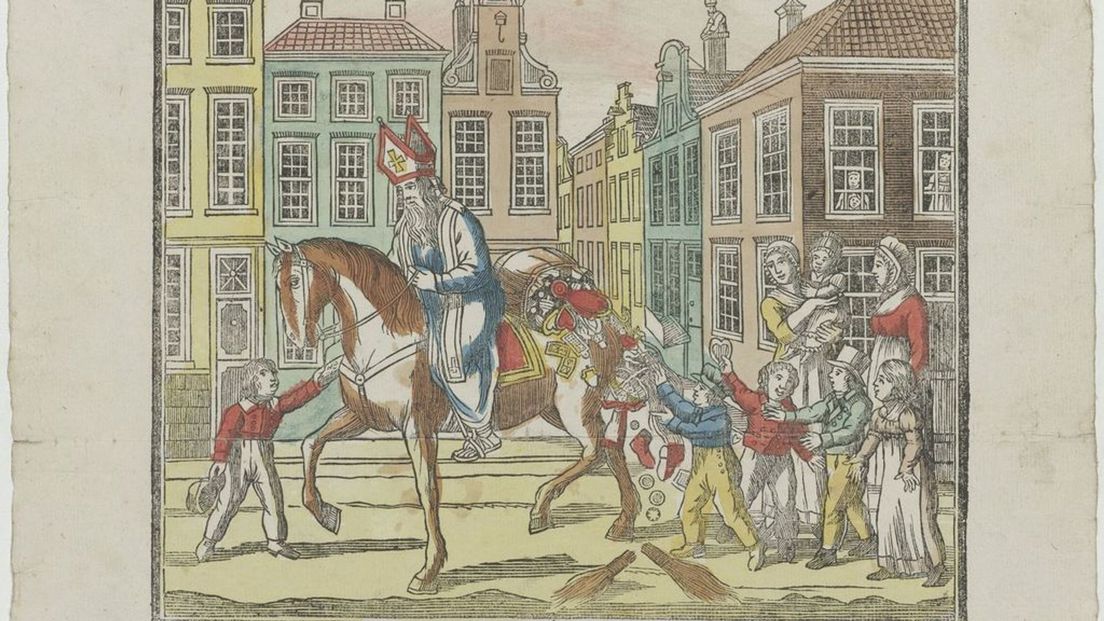 Prent 1840 intocht Sinterklaas