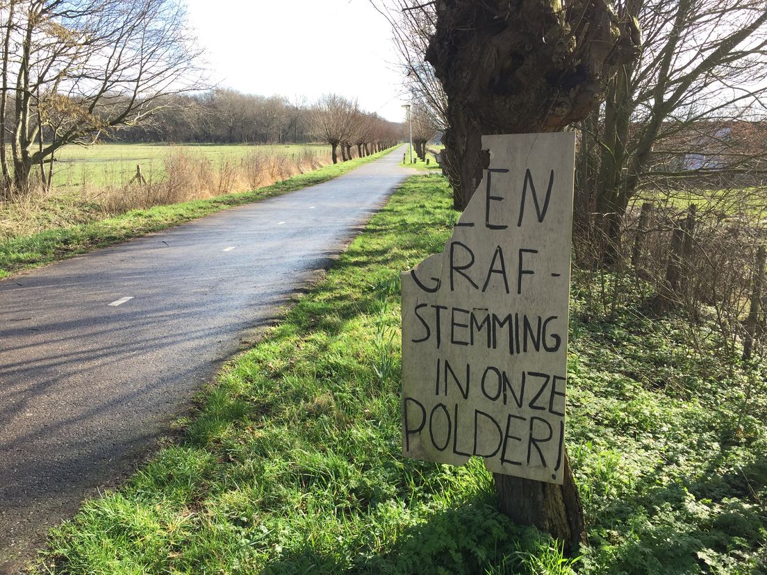 De actiegroep heeft protestborden geplaatst