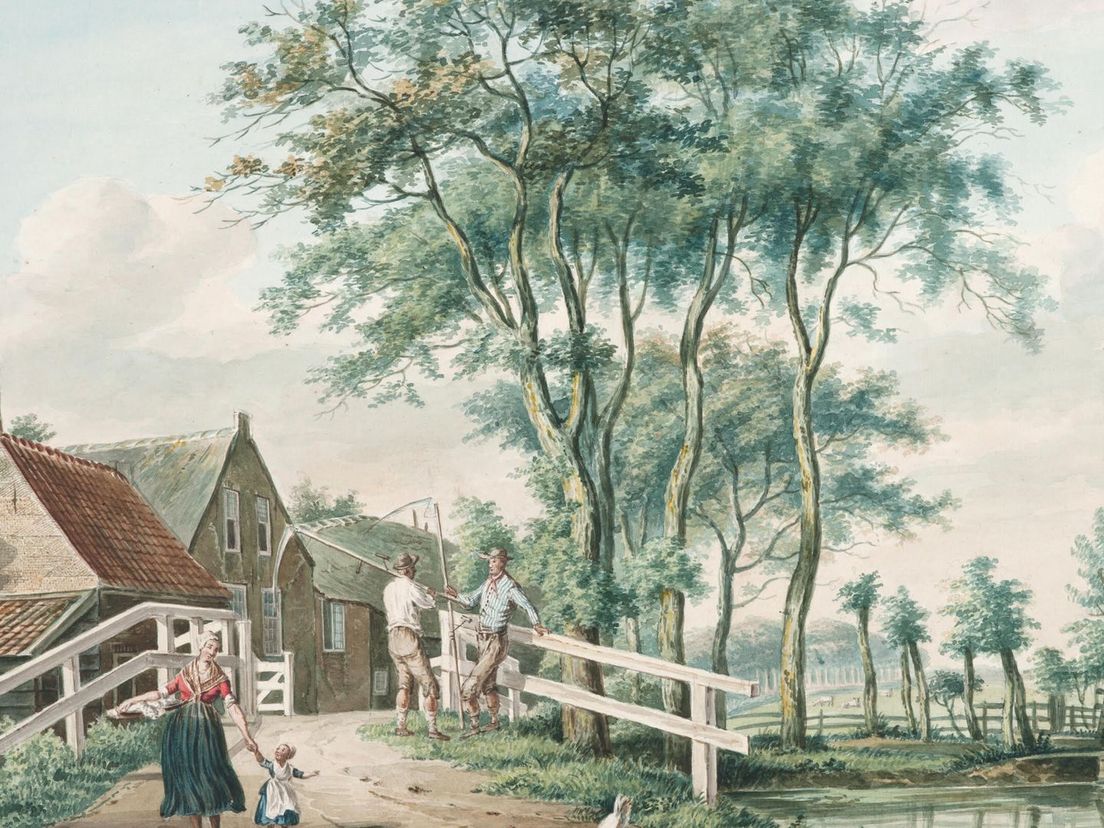 Gerrit Groenewegen, Buiten Overschie bij 't huis te Rivier, 1805, Stadsarchief Rotterdam