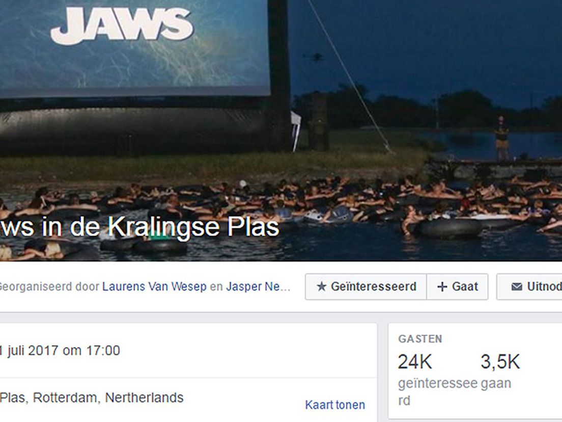 Jaws op de Kralingse Plas razendpopulair op Facebook