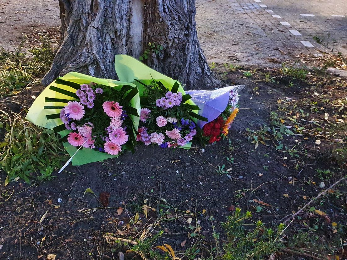 Bloemen op de plek waar de jongen overleed