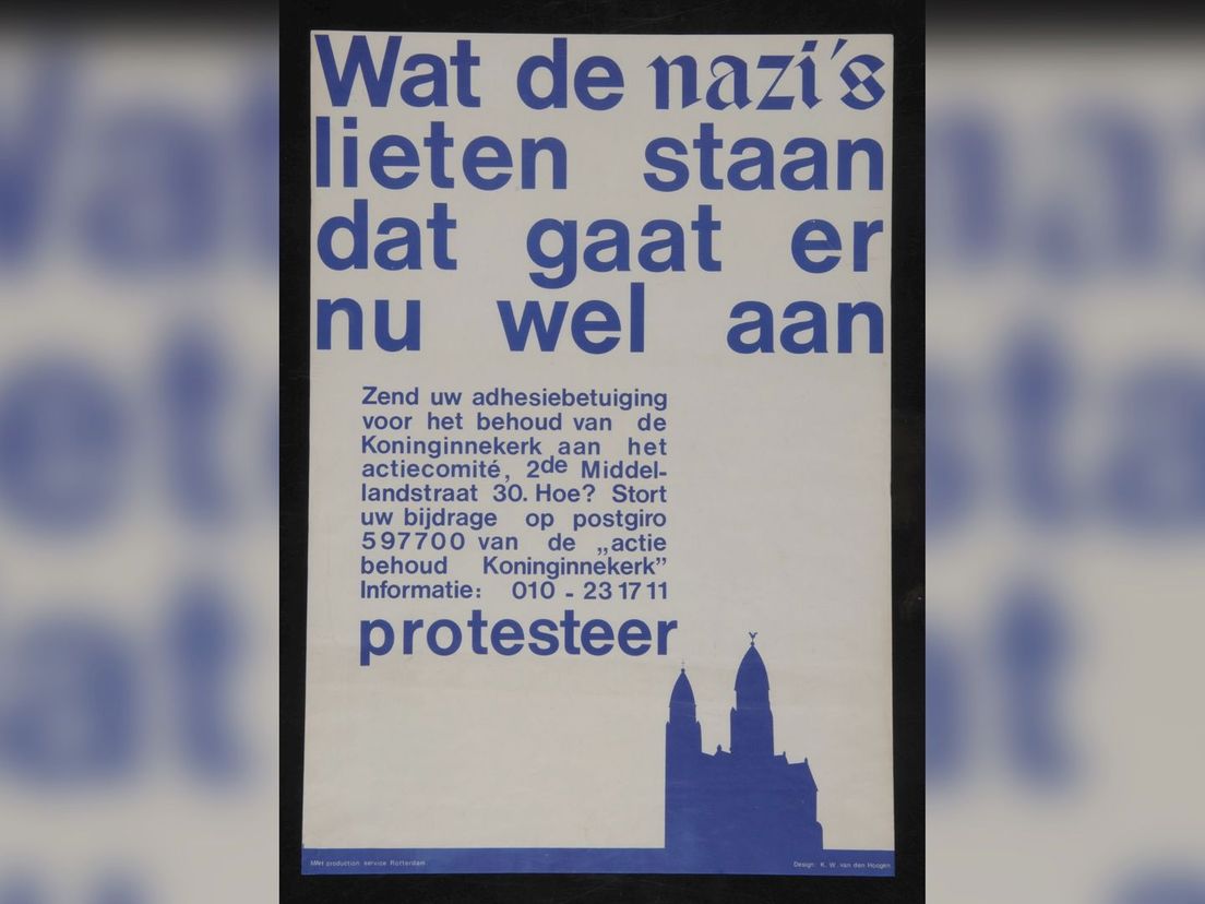 Affiche tegen de sloop van de Koninginnekerk