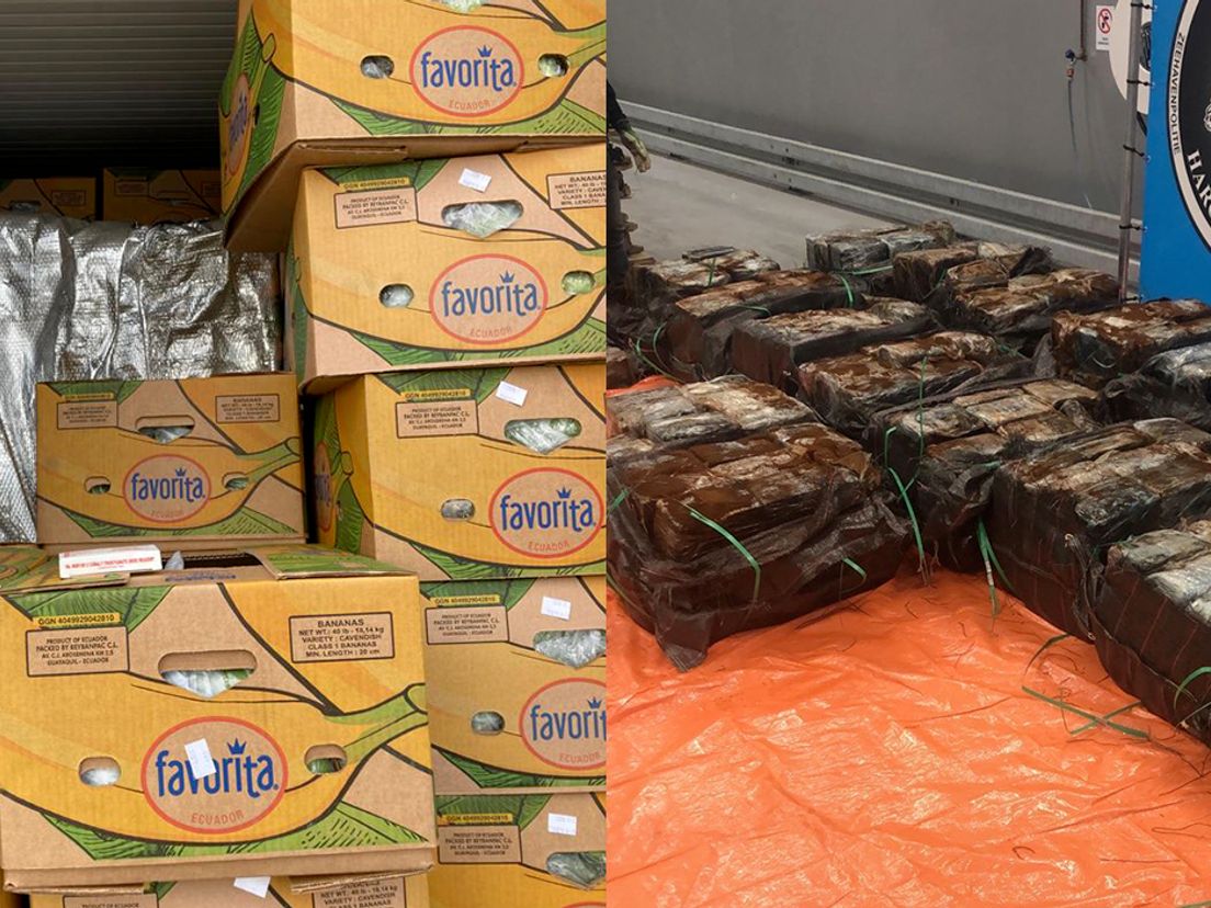 Lading cocaïne tussen de bananen