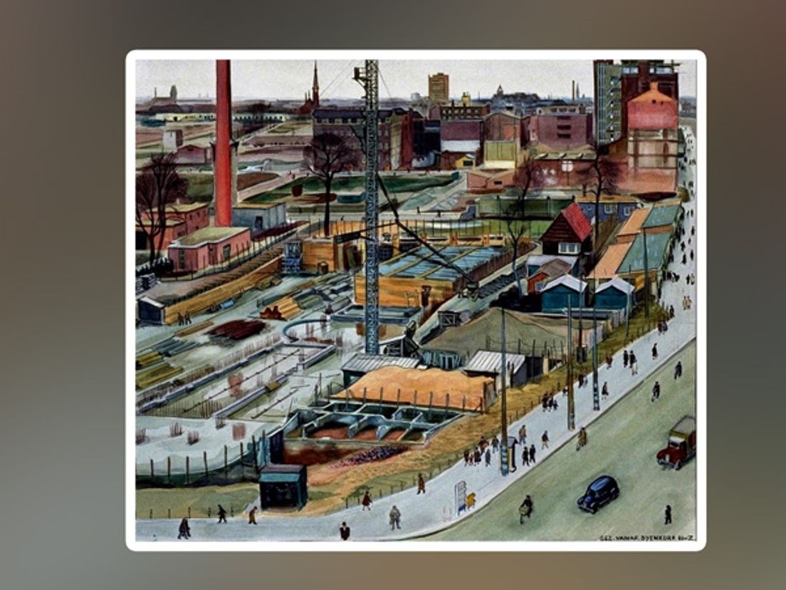 Stadstekenaar Ed van Zanden, 1942: bouw Rotterdamsche Bank Coolsingel