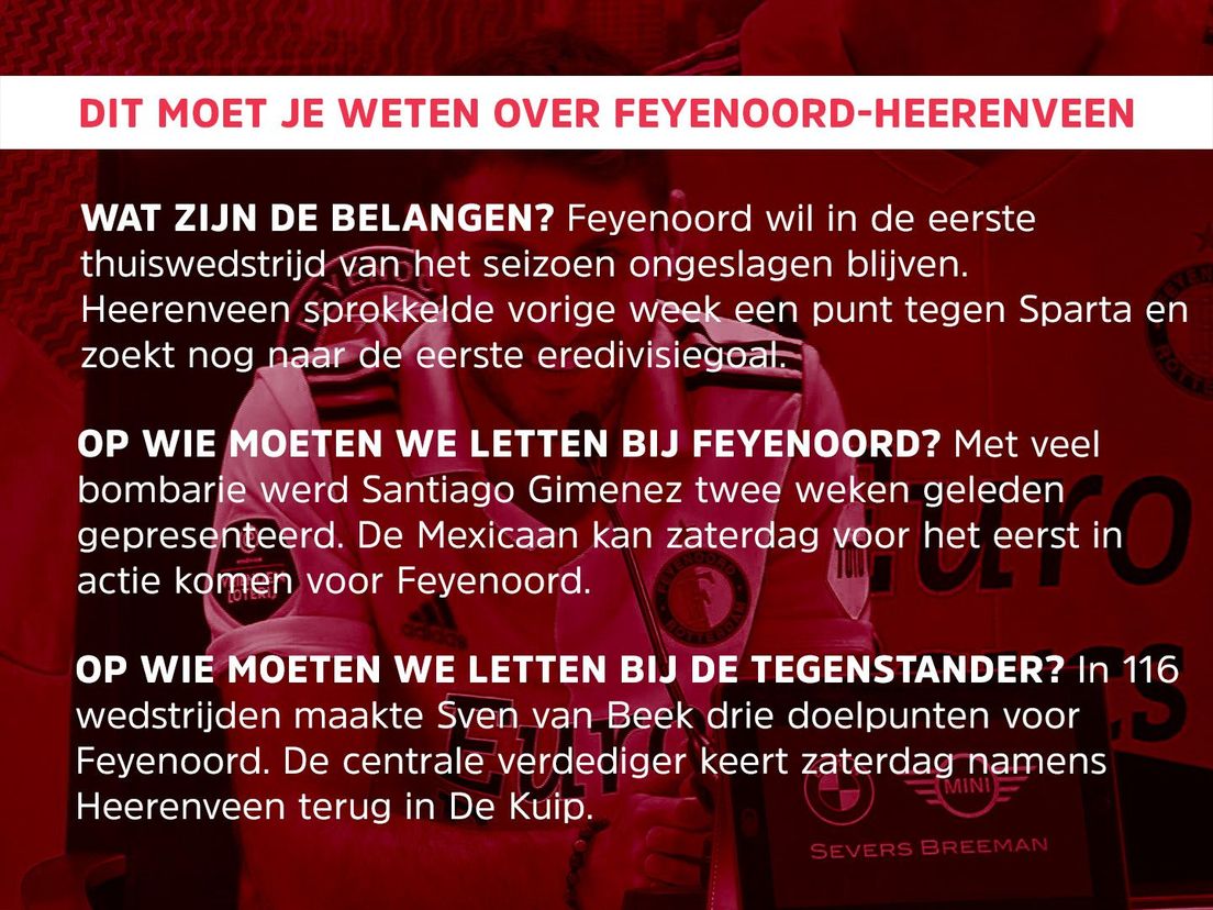 Dit moet je weten over Feyenoord-Heerenveen