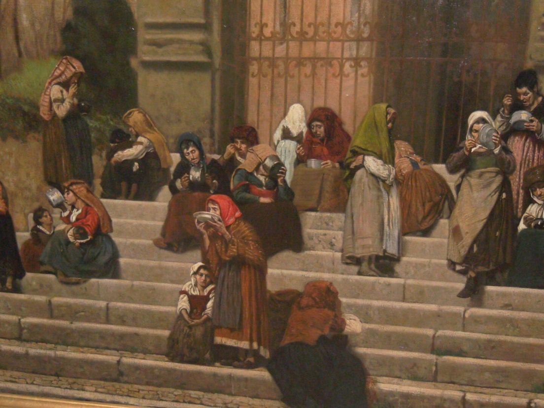 Schilderij I poveri sui gradini del convento dell'Aracoeli a Roma van Frederico Zandomeneghi (Rechten: RTV Drenthe / Annelies Hemeltjen)