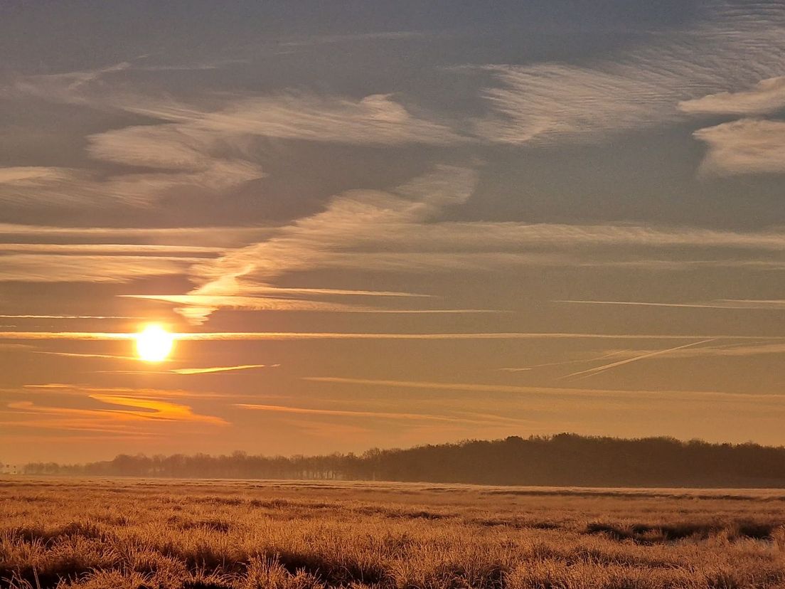 Ook in Scharreveld werd de zonsopkomst vastgelegd