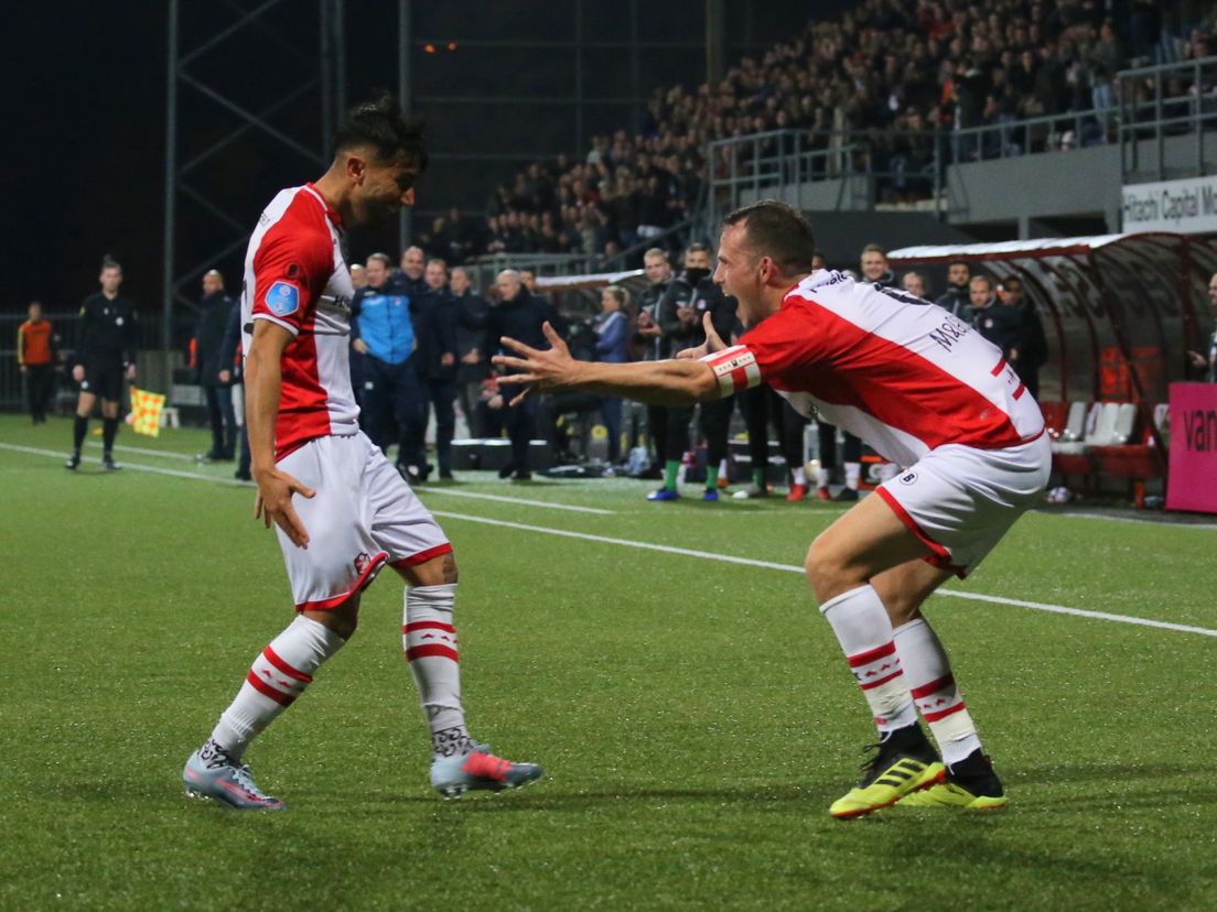 Caner Cavlan viert zijn goal met de man van de assist, Anco Jansen (Rechten: Gerrit Rijkens)