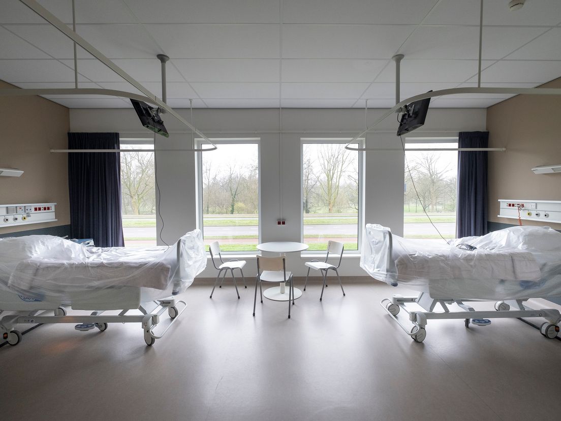 Ziekenhuisbedden in het tijdelijke gebouw Erasmus MC