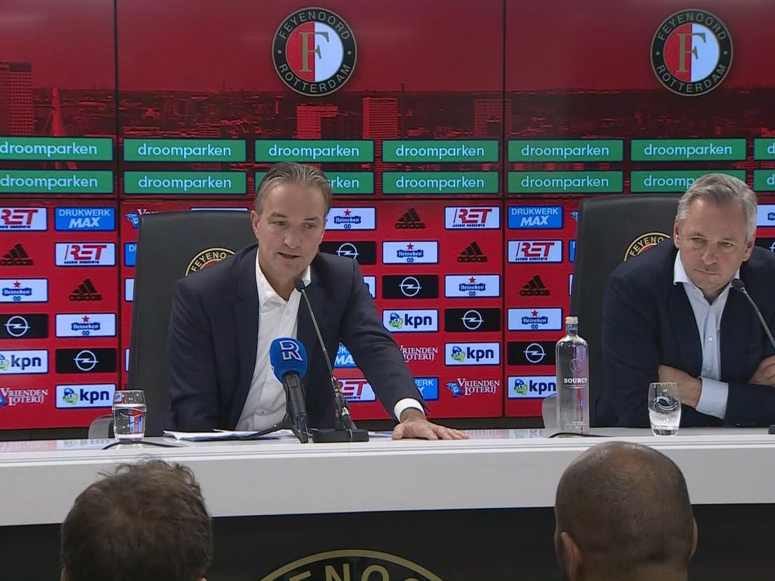 Feyenoord-directeur Mark Koevermans en president-commissaris Toon van Bodegom