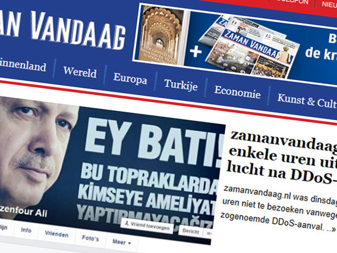Een voorpagina van Zaman Vandaag. De krant is pro-Gülen