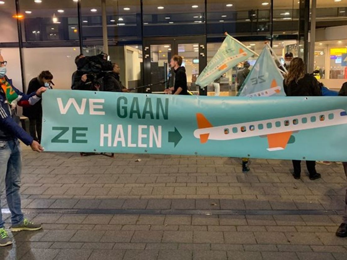 Het spandoek van de actiegroep