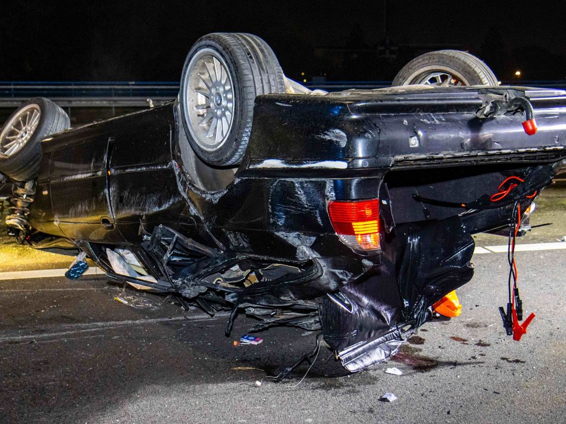 A car overturned on the A20.