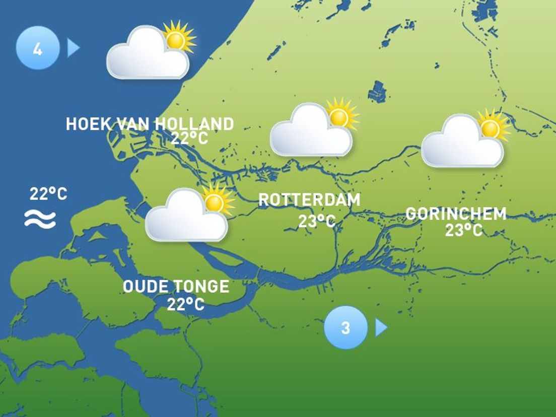 Weerkaart zaterdag 20 augustus