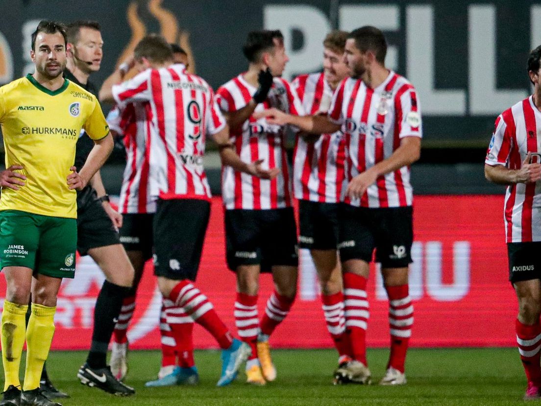Sparta viert het winnende doelpunt bij Fortuna Sittard in het vorige seizoen