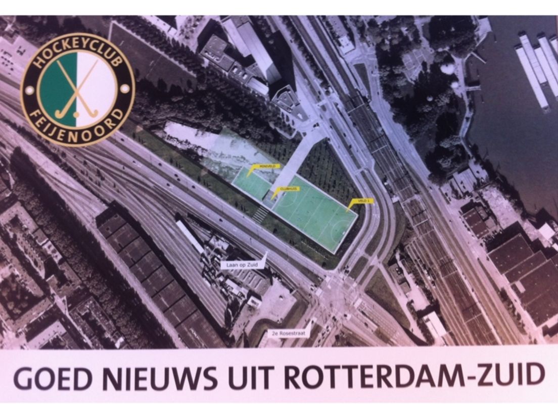 Flyer met de tekeningen van de velden langs de Laan van Zuid waar geld voor moet komen