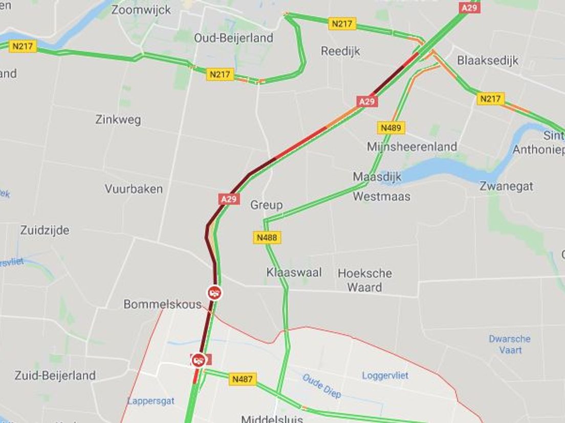 De file rond 16:00 uur