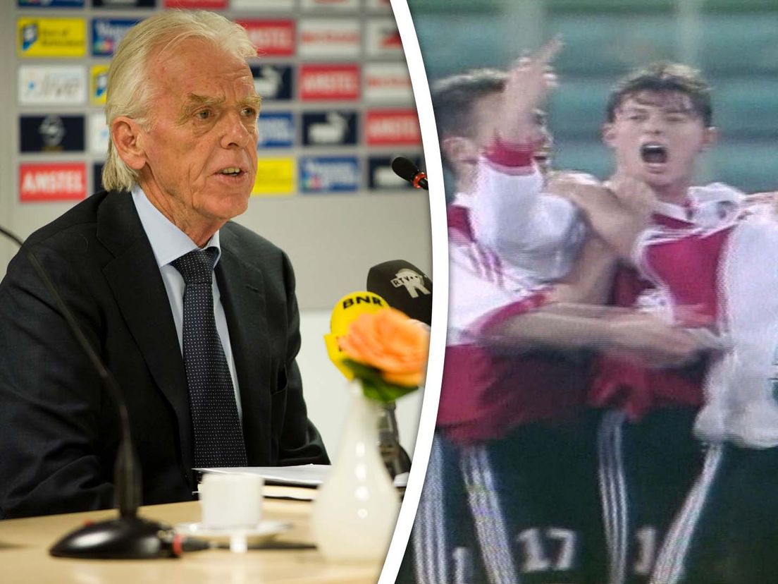 Links Leo Beenhakker, rechts de middelvinger van Tomasson