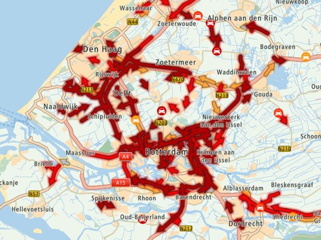 De situatie in de avondspits rond 17:30 uur