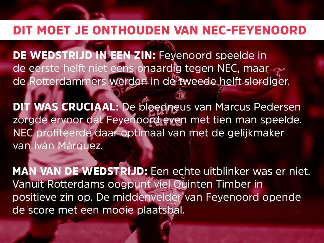 Dit moet je onthouden van NEC-Feyenoord