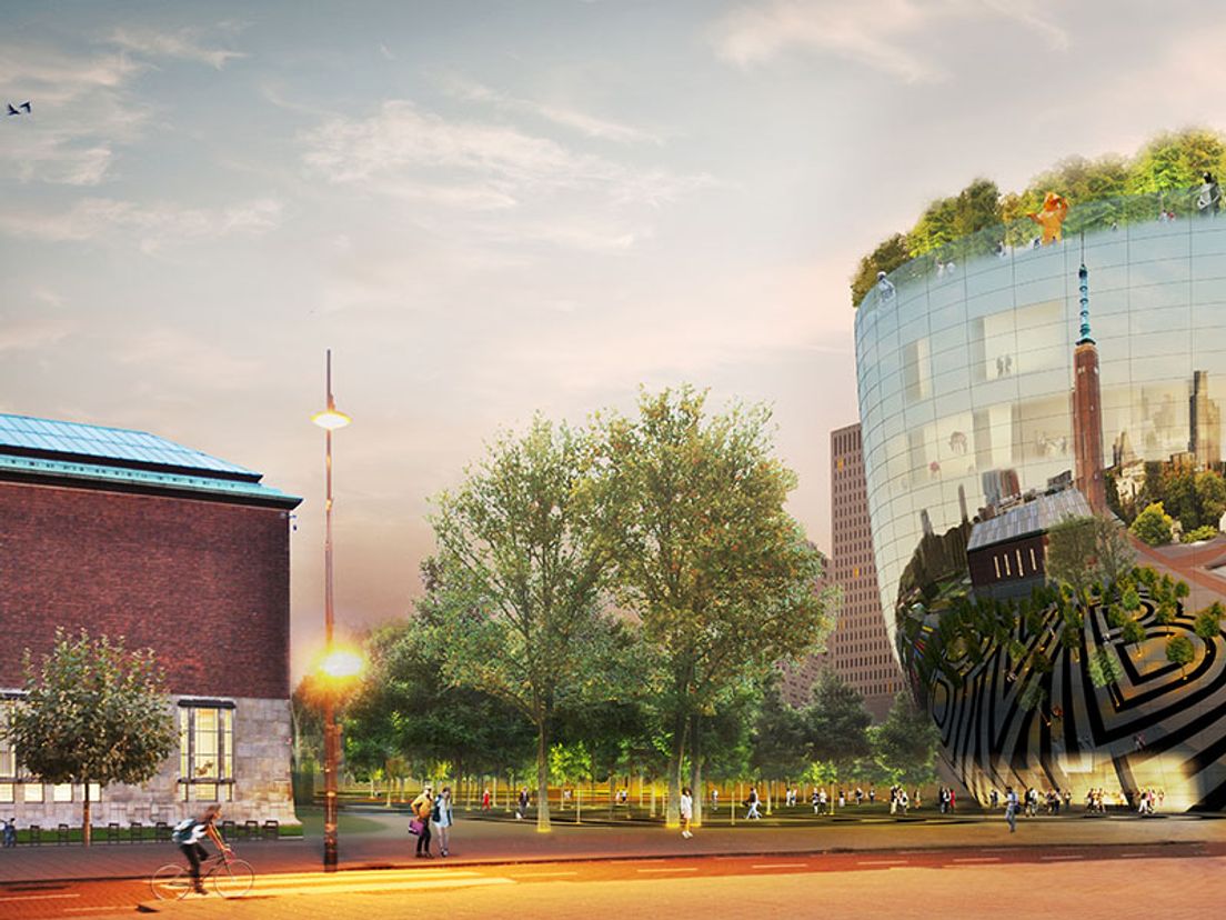 Een artist impression van het collectiegebouw van museum Boijmans van Beuningen