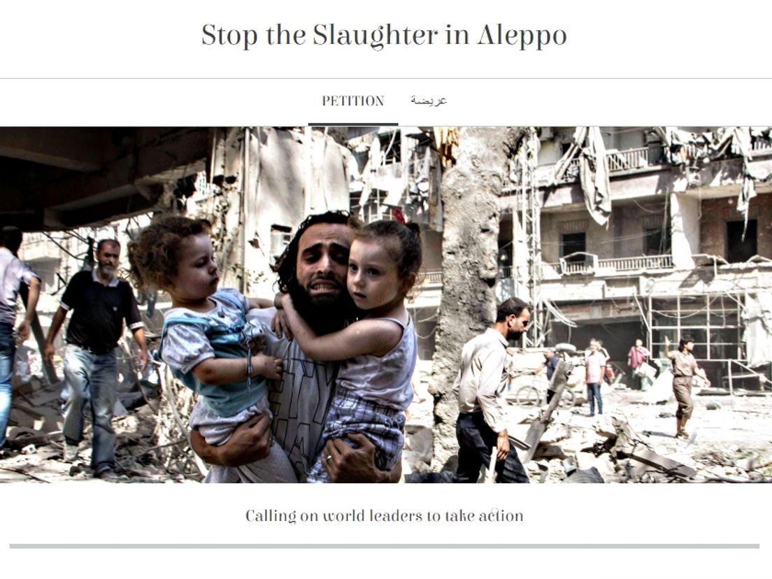 De online petitie tegen de massale bombardementen in Aleppo