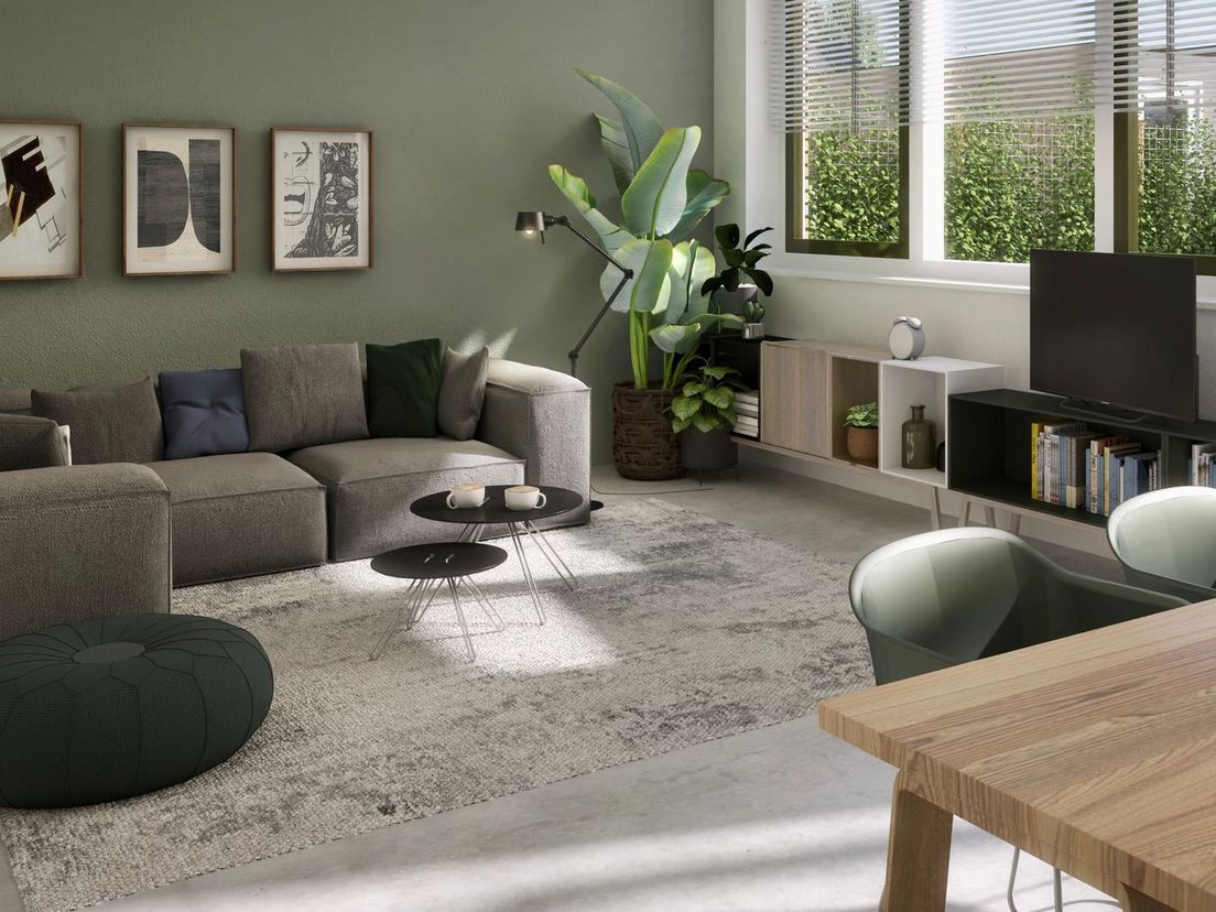De woonkamer van de benedenwoning