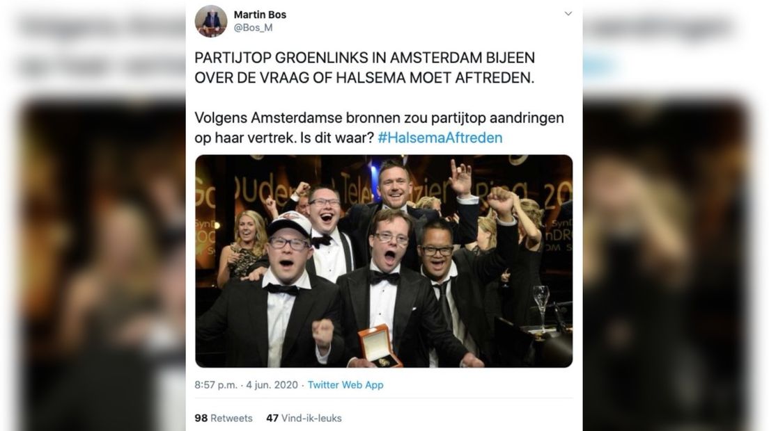 In de inmiddels verwijderde tweet vergeleek Martin Bos de partijtop van GroenLinks met mensen met het syndroom van Down