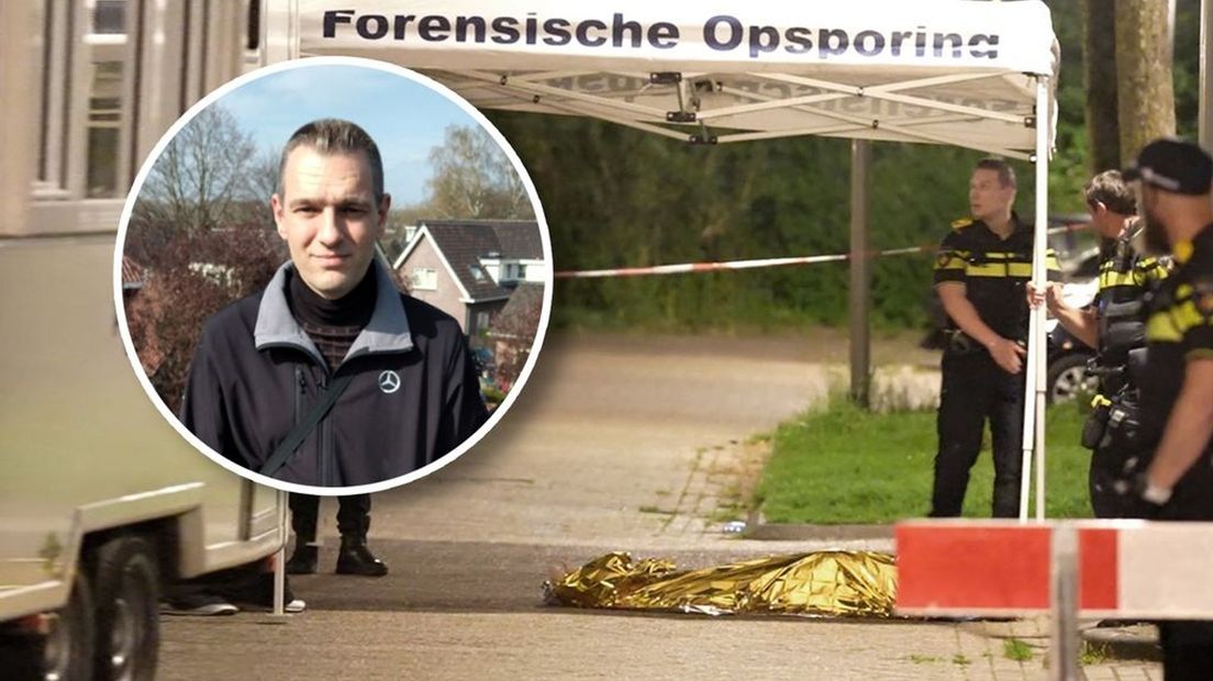 De plek waar de vrouw werd gevonden (inzet: de gezochte man).