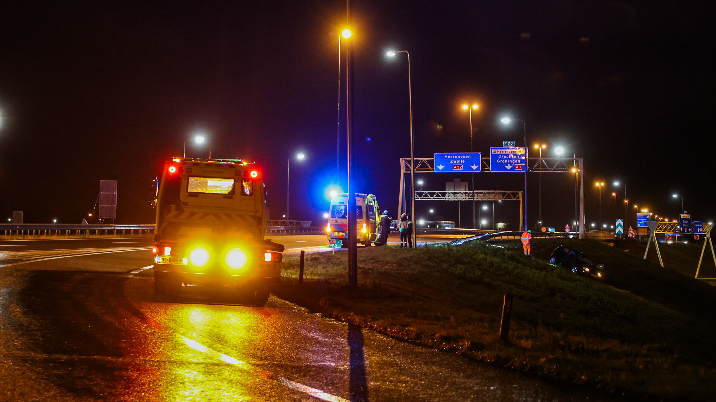De auto is troch in berger fuortsleept