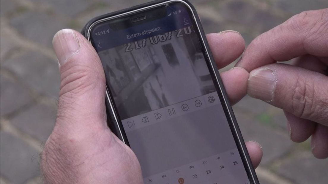 Bewakingsbeeld van ontstaan van de brand.