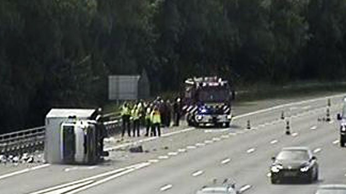 Het ongeluk op de A12 bij Woerden.