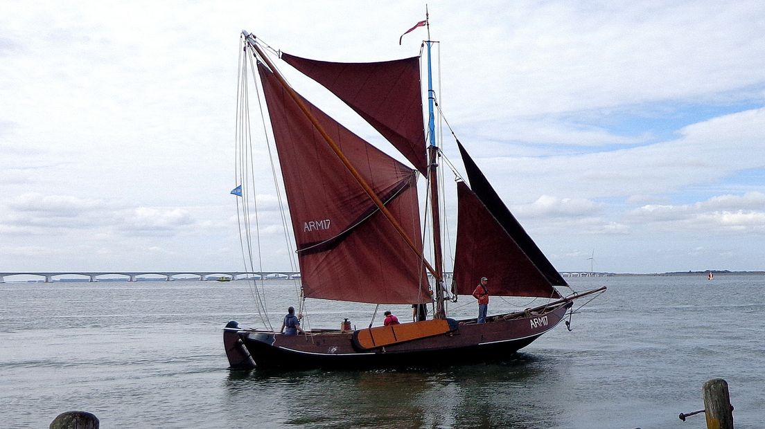 Gerestaureerde hoogaars ARN 17 vaart richting de Oosterschelde