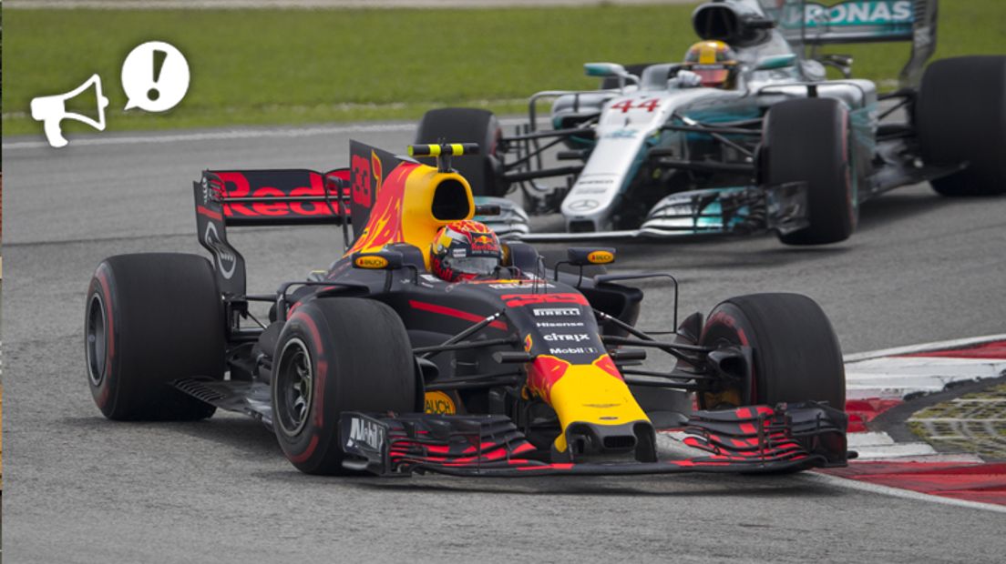 Max Verstappen en Lewis Hamilton in de achtervolging (Rechten: ANP / Frits van Eldik)